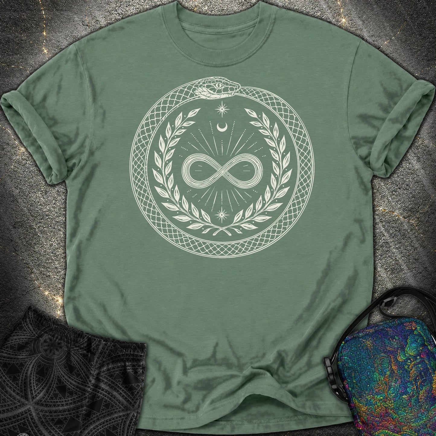 888 Ouroboros Infinity Comfort T-Shirt - 888 Ouroboros Infinity Comfort T-Shirt - Blue Spruce
