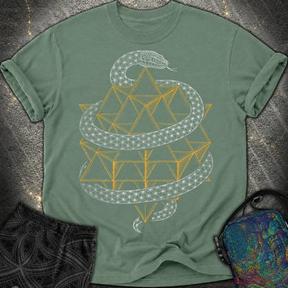 Serpent Tetrahedron Merkaba Geometry - Serpent Tetrahedron Merkaba Geometry Comfort T-Shirt - Blue Spruce
