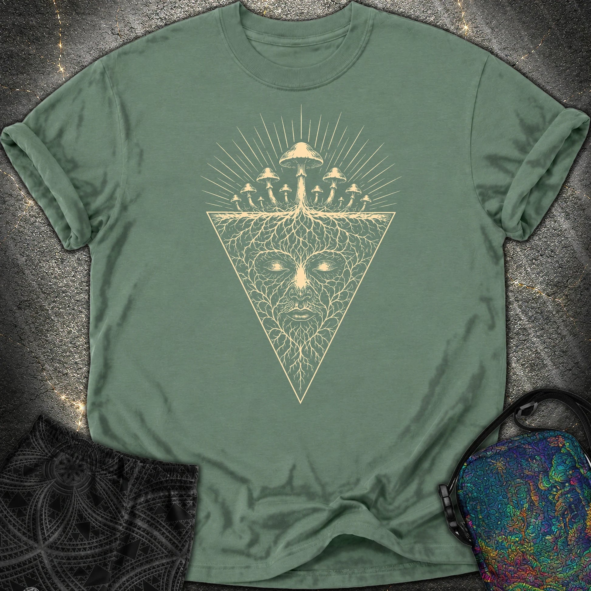 Mycelium Consciousness Comfort T-Shirt - Mycelium Consciousness Comfort T-Shirt - Blue Spruce