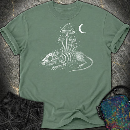 Rat Skeleton & Mushrooms Gothic Comfort T-Shirt - Rat Skeleton & Mushrooms Gothic Comfort T-Shirt - Blue Spruce