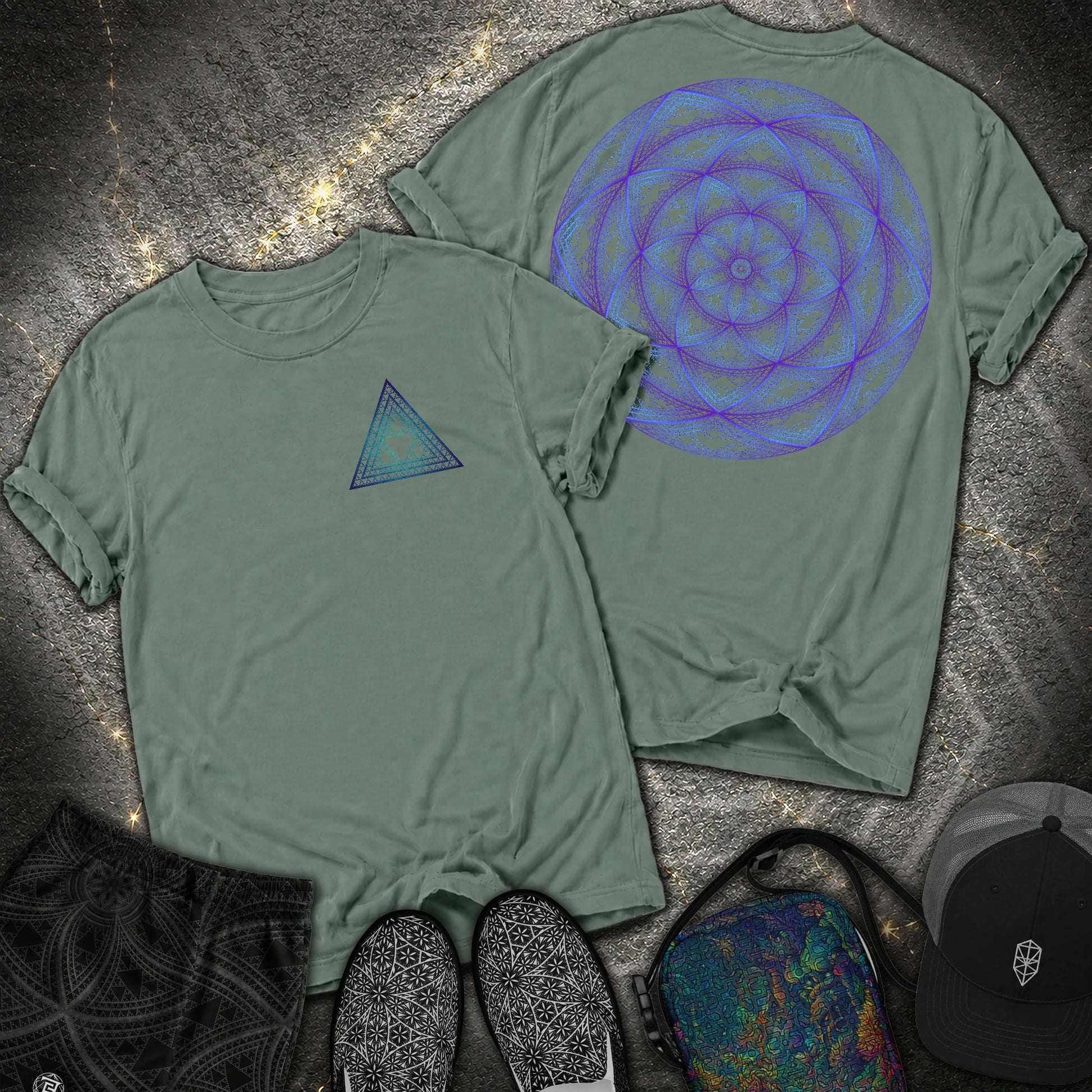 Sierpinski Seed Of Life 2 Sided Comfort T-Shirt - Sierpinski Seed Of Life 2 Sided Comfort T-Shirt - Blue Spruce