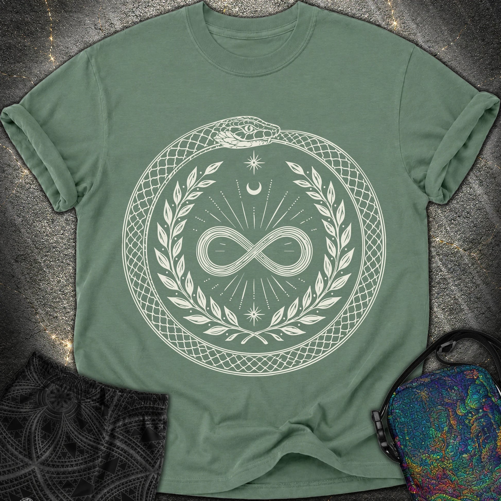 888 Ouroboros Infinity Unisex Comfort T-Shirt - 888 Ouroboros Infinity Unisex Comfort T-Shirt - Blue Spruce