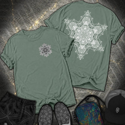 Metatron Fractal Star 2 Sided Comfort T-shirt - Metatron Fractal Star 2 Sided Comfort T-shirt - Blue Spruce