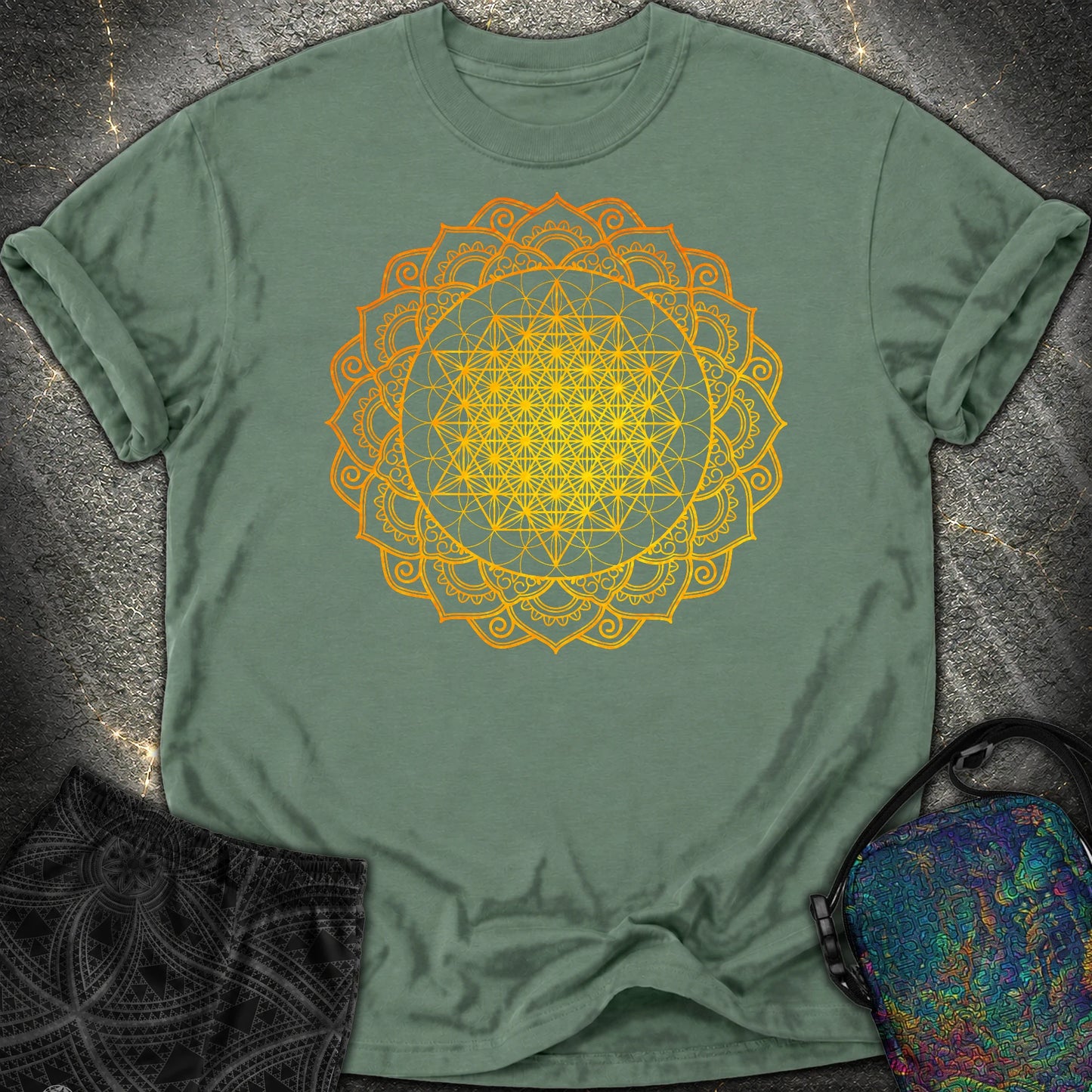 Tetrahedron Mandala Comfort T-Shirt - Tetrahedron Mandala Comfort T-Shirt - Blue Spruce