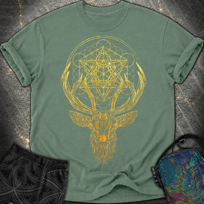 Metatron's Cube Deer T-Shirt - Metatron's Cube Deer Comfort T-Shirt - Blue Spruce