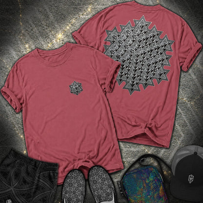 Sacred Silver Merkaba 2 Sided Comfort T-Shirt - Sacred Silver Merkaba 2 Sided Comfort T-Shirt - Brick