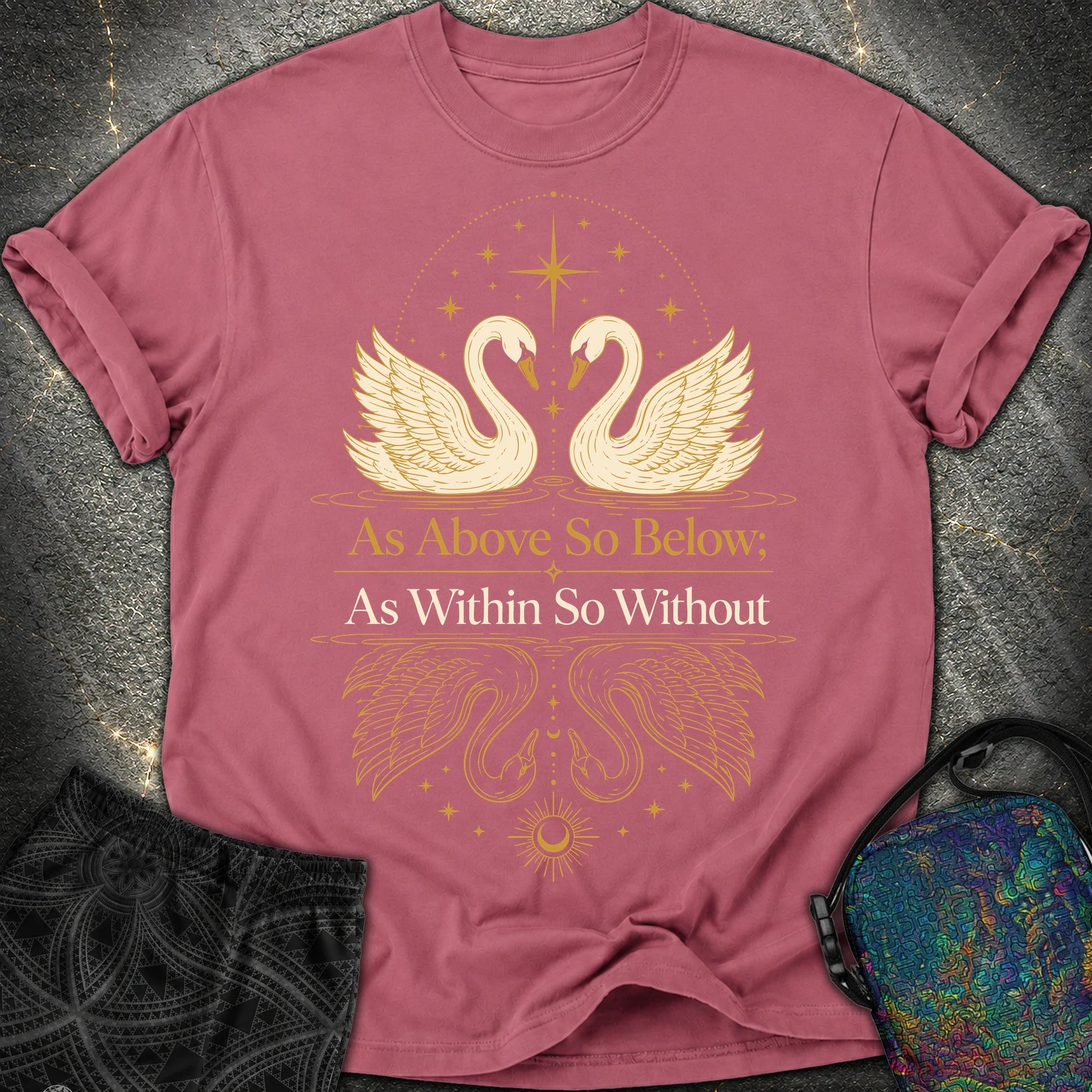 As Above So Below Swans - As Above So Below Swans Comfort T-Shirt - Brick
