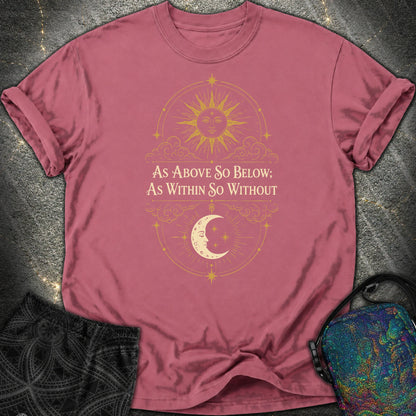 As Above So Below Sun Moon Colored - As Above So Below Sun Moon Colored Comfort T-Shirt - Brick