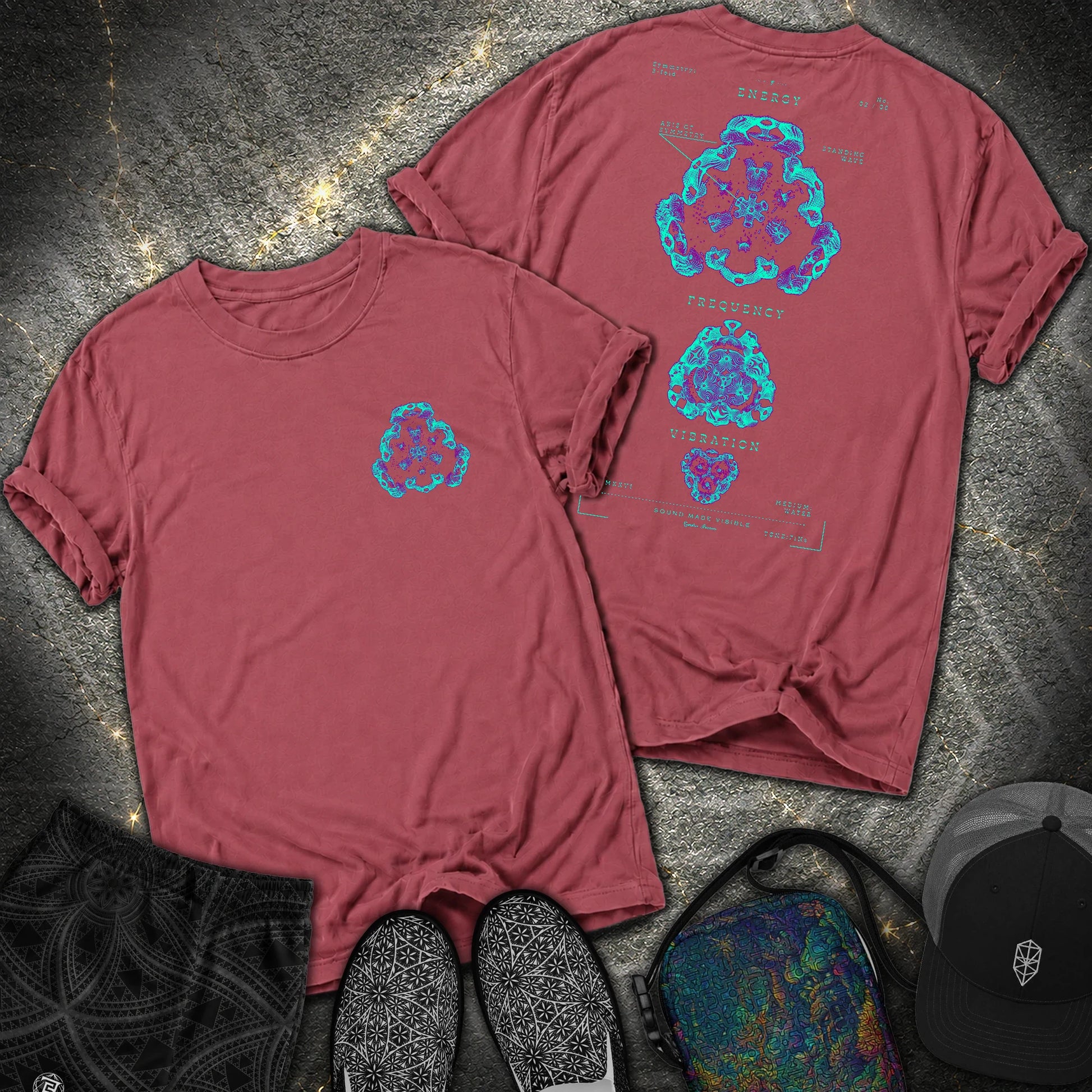 Sound Made Visible Cymatics 02 Comfort 2 Sided Comfort T-Shirt - Sound Made Visible Cymatics 02 Comfort 2 Sided Comfort T-Shirt - Brick