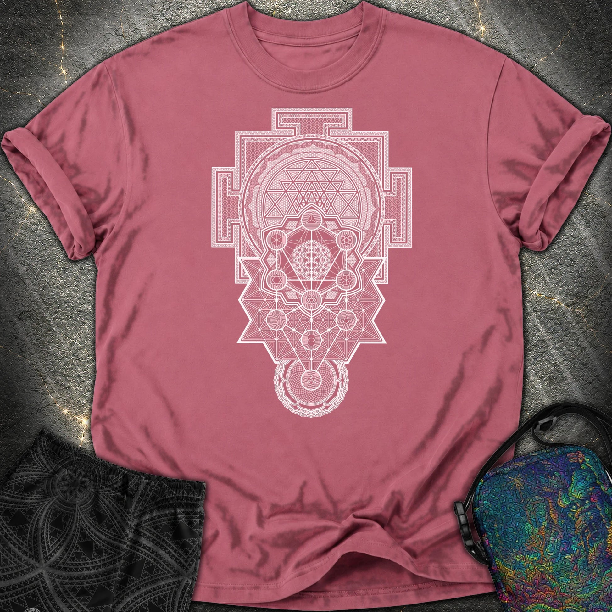 Sacred Geometry Encyclopedia Comfort T-Shirt - Sacred Geometry Encyclopedia Comfort T-Shirt - Brick