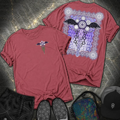 Winged Metatron DNA 2 Sided Comfort T-Shirt - Winged Metatron DNA 2 Sided Comfort T-Shirt - Brick