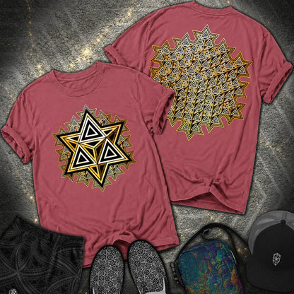 Sacred Gold Merkaba 2 Sided Comfort T-shirt - Sacred Gold Merkaba 2 Sided Comfort T-shirt - Brick