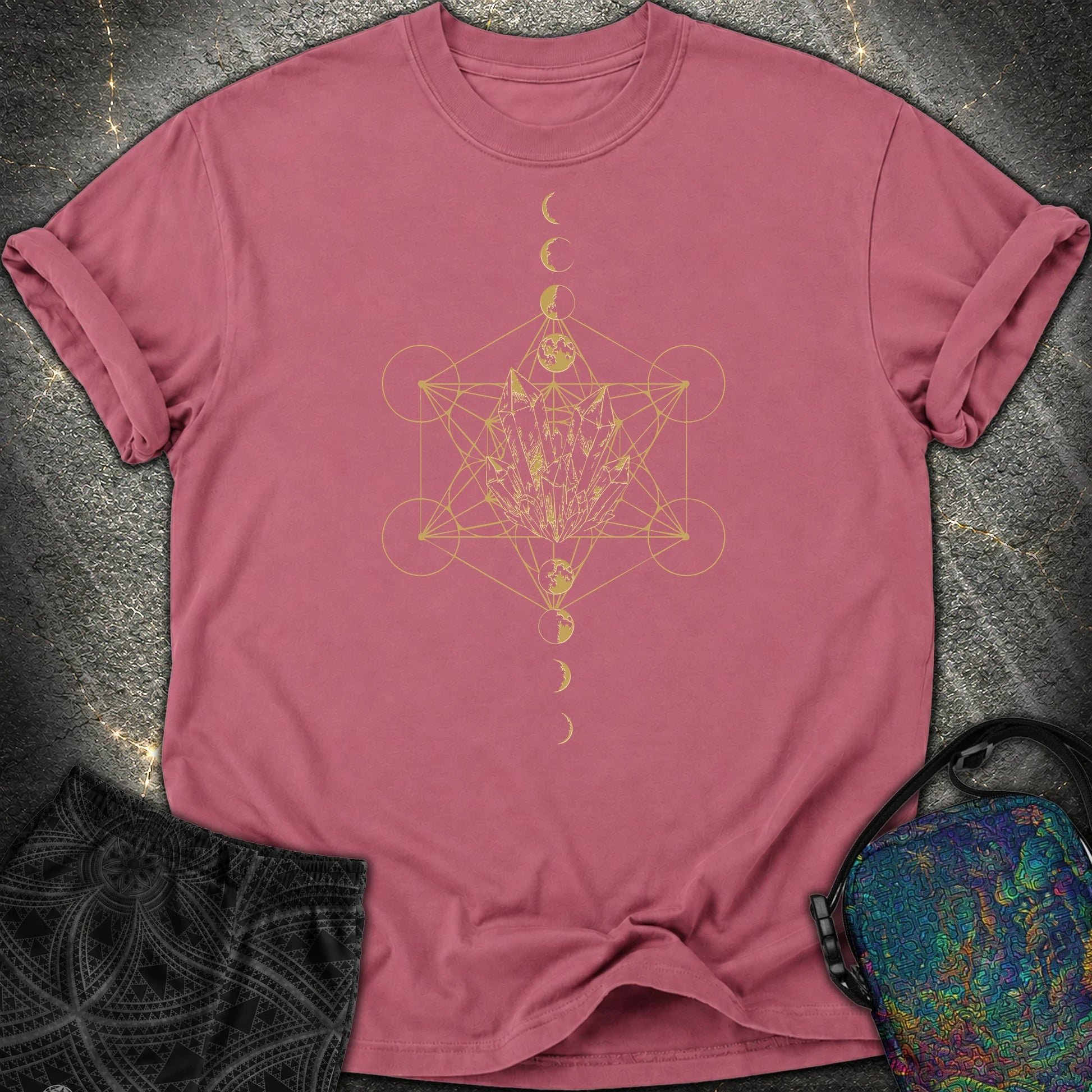Metatron Crystal Moon Phases - Metatron Crystal Moon Phases Comfort T-Shirt - Brick