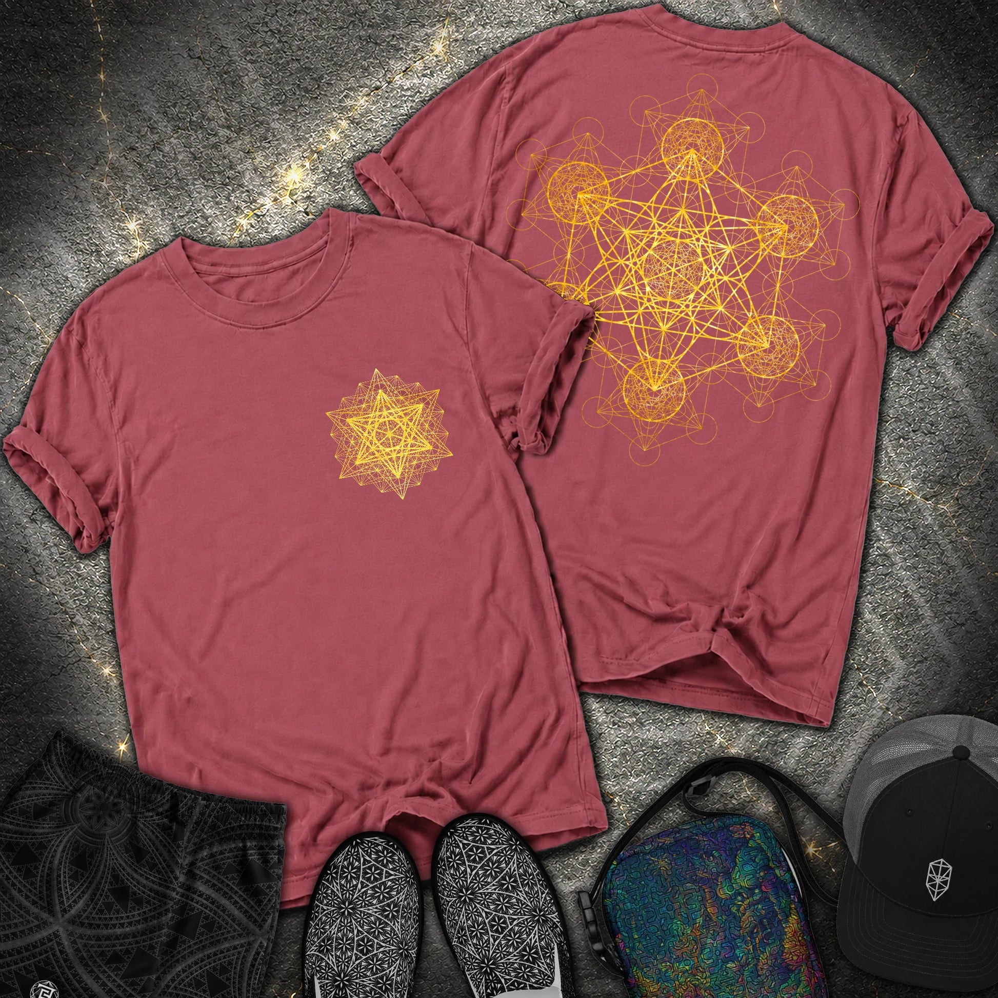 Metatron Fractal 2 Sided T-Shirt - Metatron Fractal 2 Sided Comfort T-Shirt - Brick