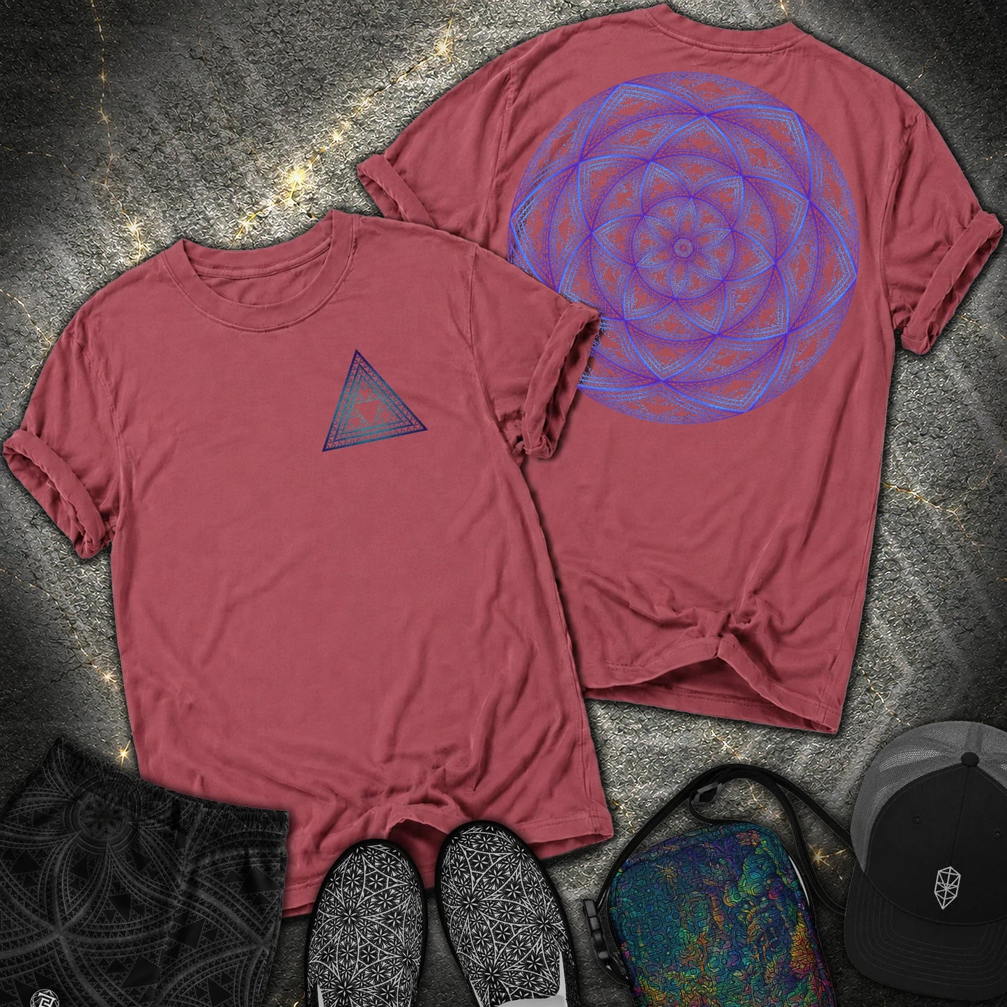 Sierpinski Seed Of Life 2 Sided Comfort T-Shirt - Sierpinski Seed Of Life 2 Sided Comfort T-Shirt - Brick