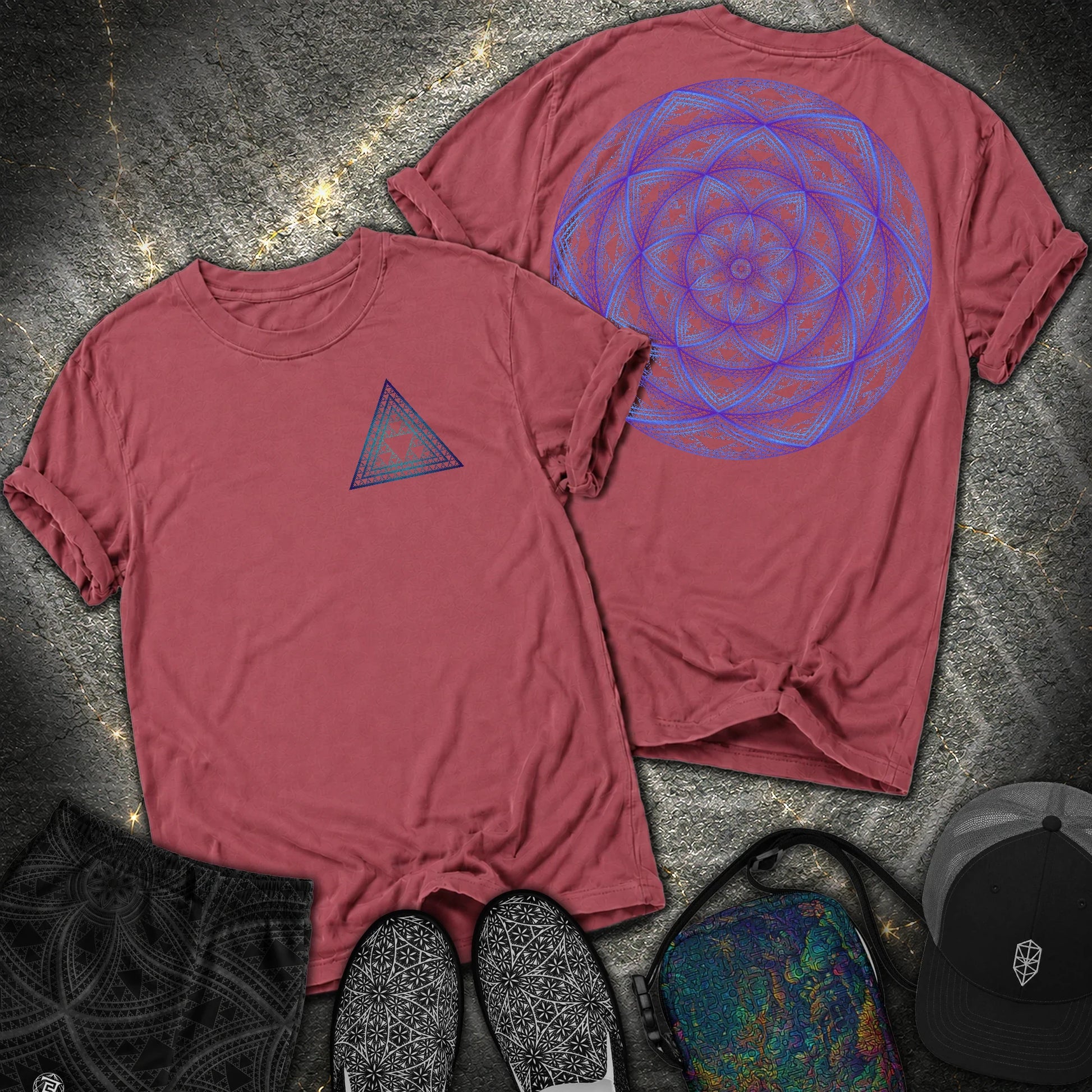 Sierpinski Seed Of Life 2 Sided Comfort T-Shirt - Sierpinski Seed Of Life 2 Sided Comfort T-Shirt - Brick