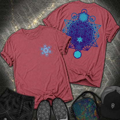All The Sacred Geometry Comfort 2 Sided T-Shirt - All The Sacred Geometry Comfort 2 Sided T-Shirt - Brick