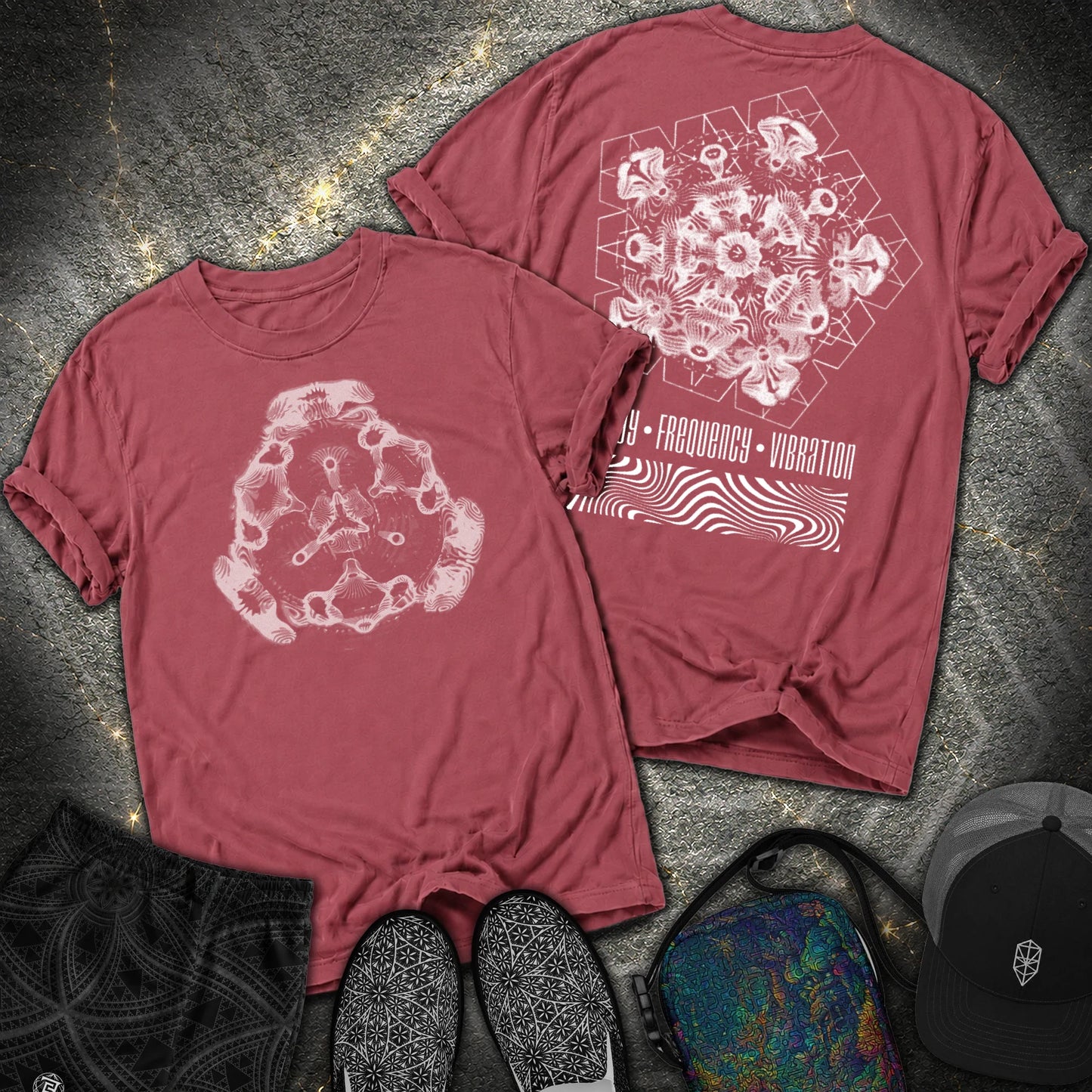 Cymatics, Energy Frequency Vibration Comfort 2 Sided T-Shirt - Cymatics, Energy Frequency Vibration 2 Sided Comfort T-Shirt - Brick