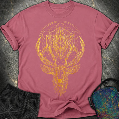 Metatron's Cube Deer T-Shirt - Metatron's Cube Deer Comfort T-Shirt - Brick