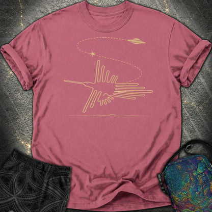 Geoglif Ptaka I Latający Spodek - Geoglif Ptaka I Latający Spodek Comfort T-Shirt - Brick