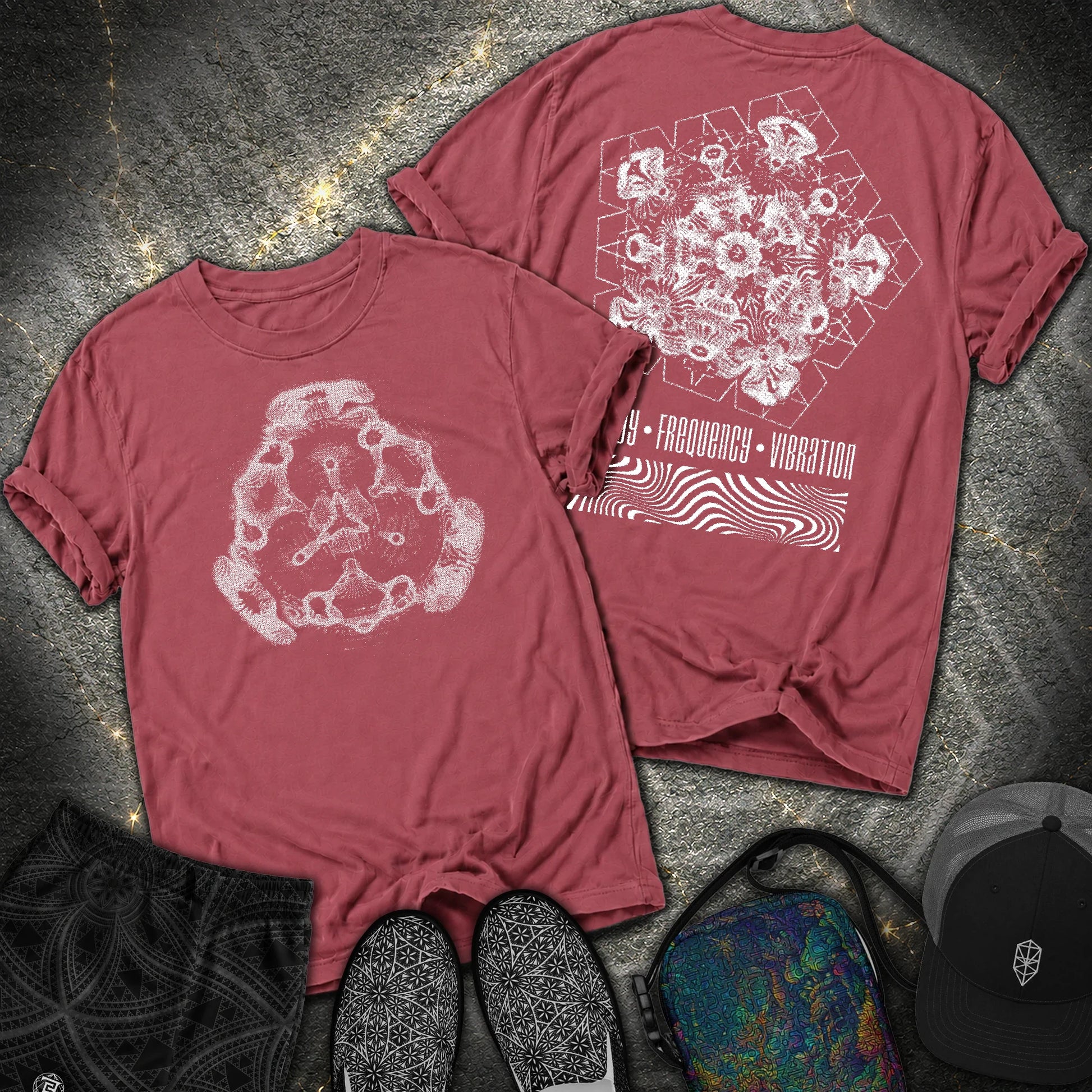 Cymatics, Energy Frequency Vibration Fluid 2 Sided Comfort T-Shirt - Cymatics, Energy Frequency Vibration Fluid 2 Sided Comfort T-Shirt - Brick