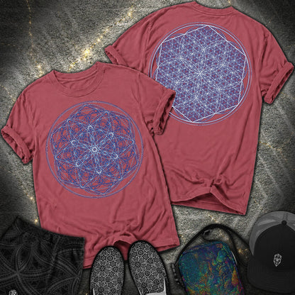 Sacred Flower Grids - Sacred Flower Grids 2 Sided Comfort T-Shirt - Brick
