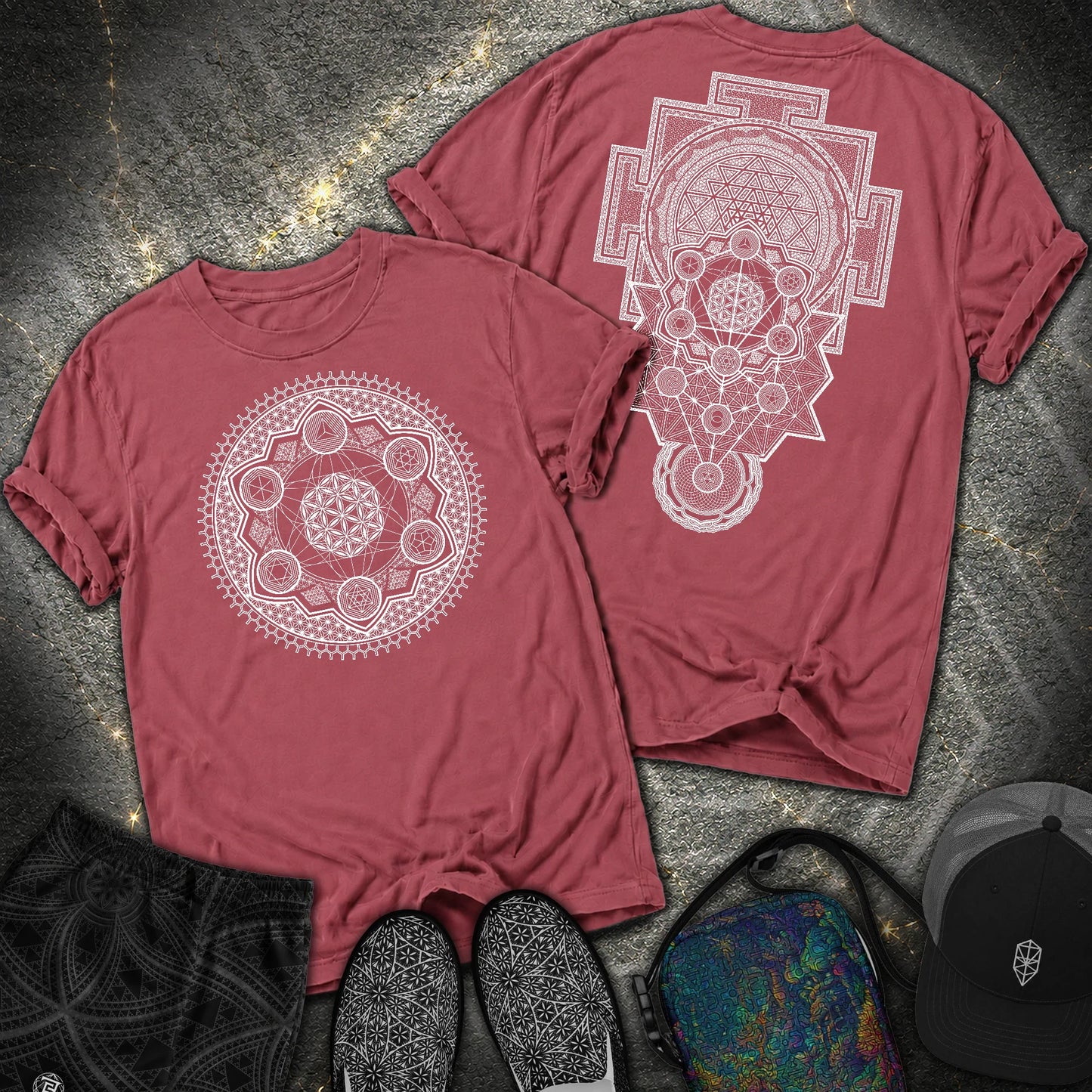 Sacred Geometry Encyclopedia 2 Sided Comfort T-Shirt - Sacred Geometry Encyclopedia 2 Sided Comfort T-Shirt - Brick
