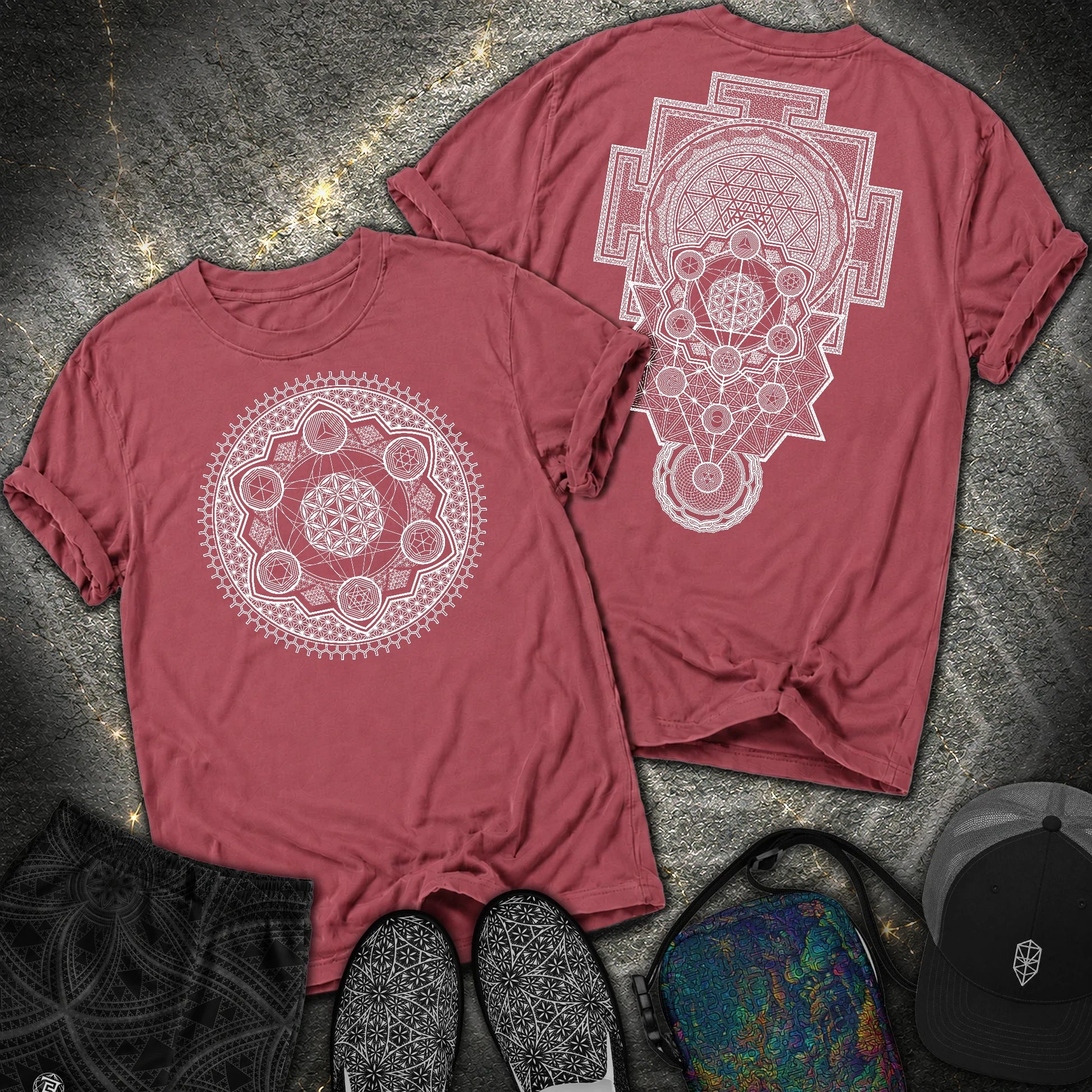 Sacred Geometry Encyclopedia 2 Sided Comfort T-Shirt - Sacred Geometry Encyclopedia 2 Sided Comfort T-Shirt - Brick