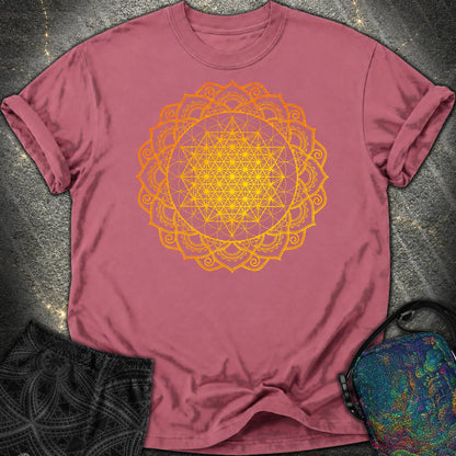 Tetrahedron Mandala Comfort T-Shirt - Tetrahedron Mandala Comfort T-Shirt - Brick