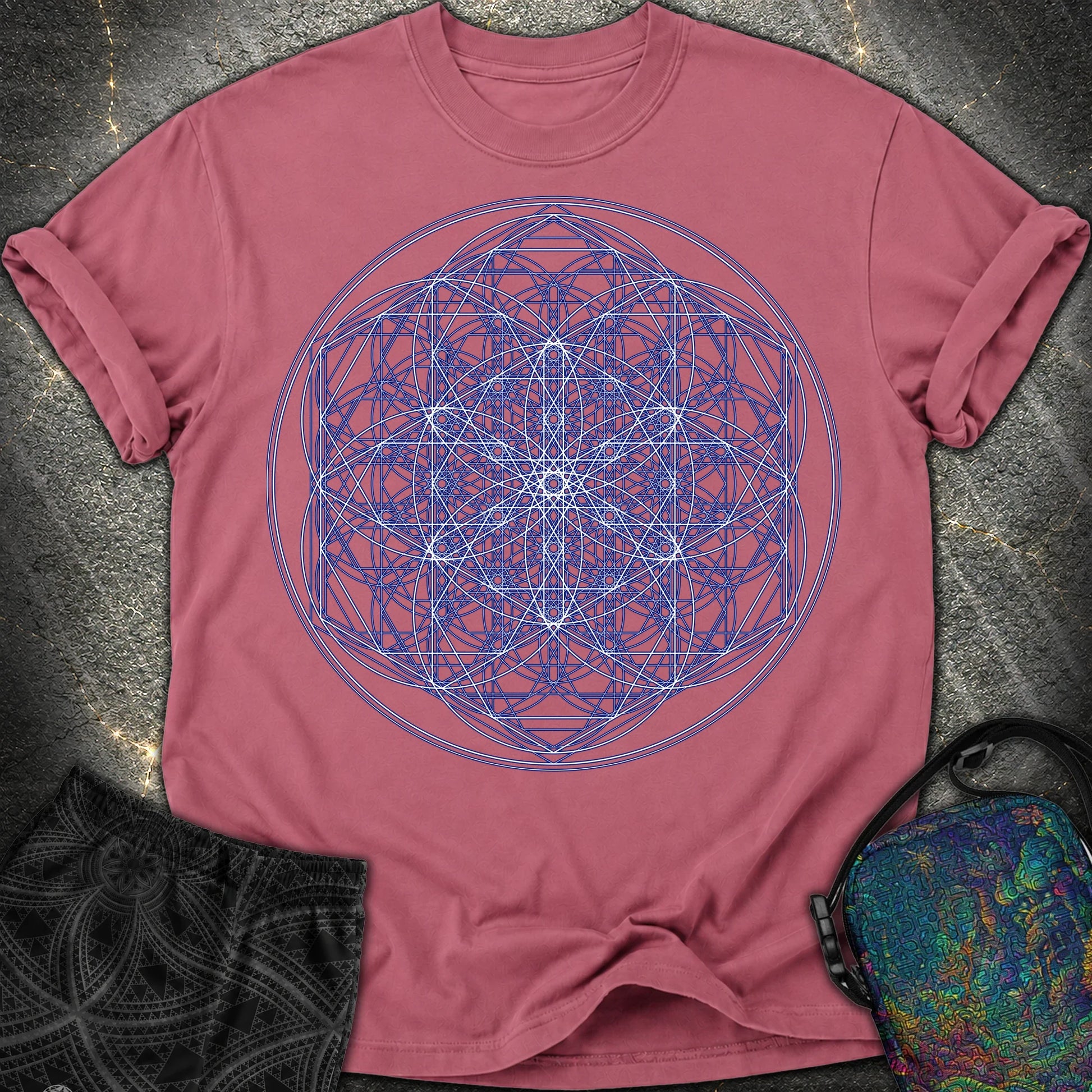 Sacred Flower Grids - Sacred Flower Grids Comfort T-Shirt - Brick