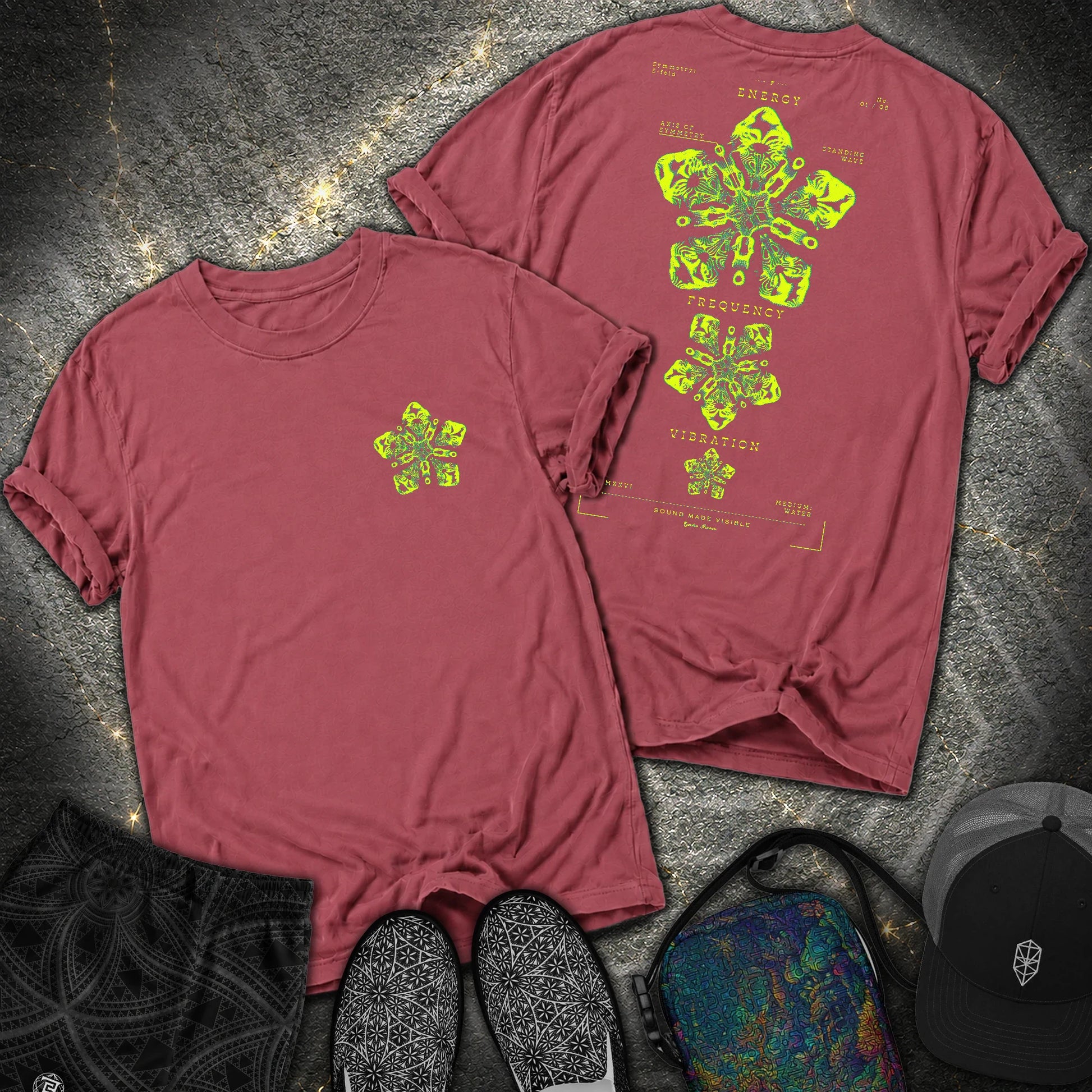 Sound Made Visible Cymatics 01 Comfort 2 Sided Comfort T-Shirt - Sound Made Visible Cymatics 01 Comfort 2 Sided Comfort T-Shirt - Brick