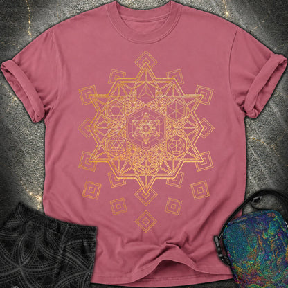 Metatron and Platonic Solids T-Shirt - Metatron and Platonic Solids Comfort T-Shirt - Brick