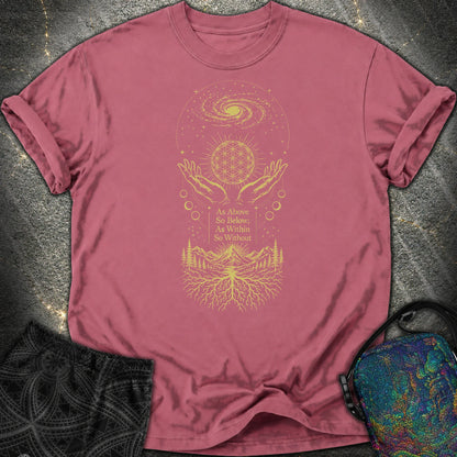 As Above So Below Flower Of Life Comfort T-Shirt - As Above So Below Flower Of Life Comfort T-Shirt - Brick