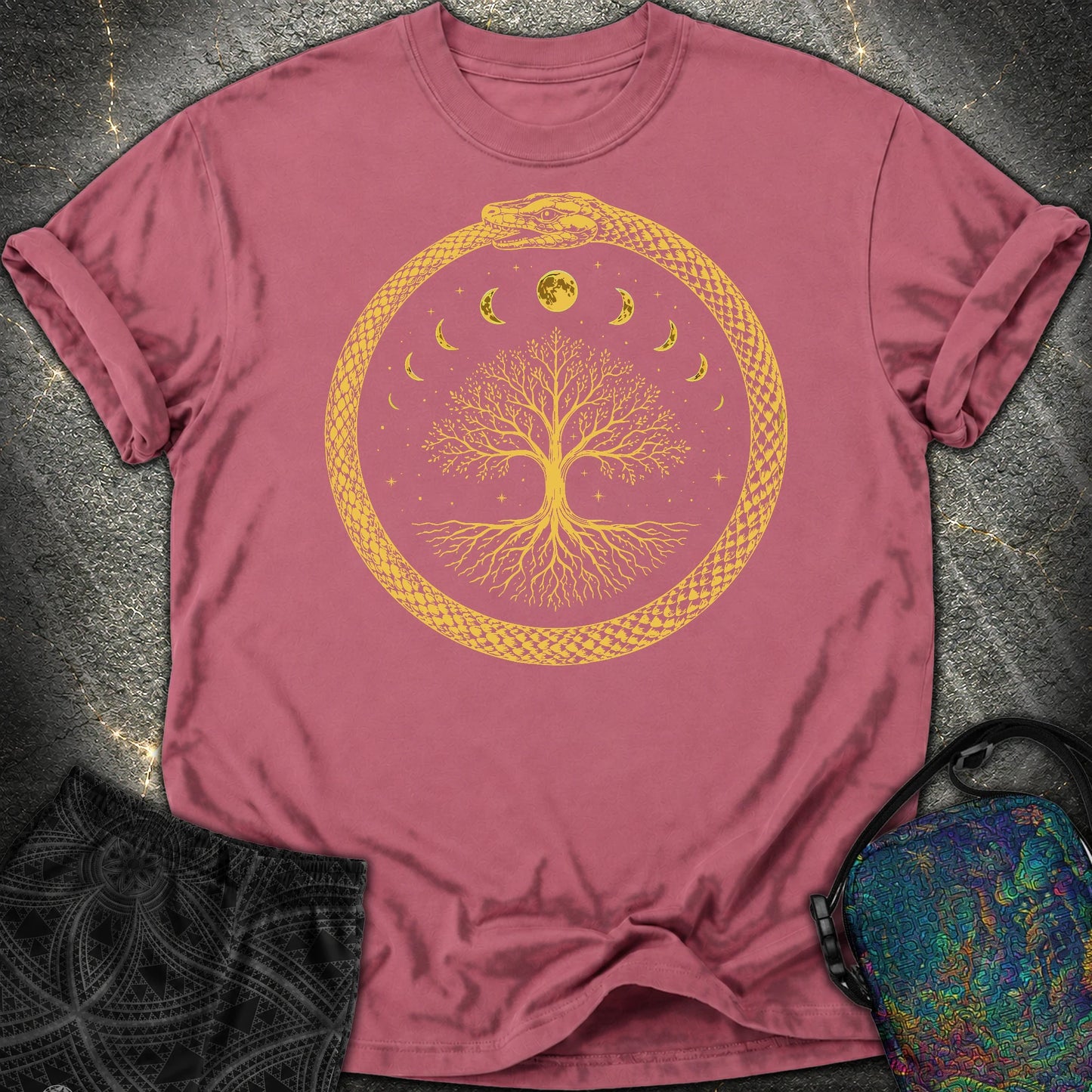Ouroboros Moon Tree Comfort T-Shirt - Ouroboros Moon Tree Comfort T-Shirt - Brick