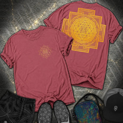 Sri Yantra Patterns 2 Sided T-Shirt - Sri Yantra Patterns 2 Sided Comfort T-Shirt - Brick