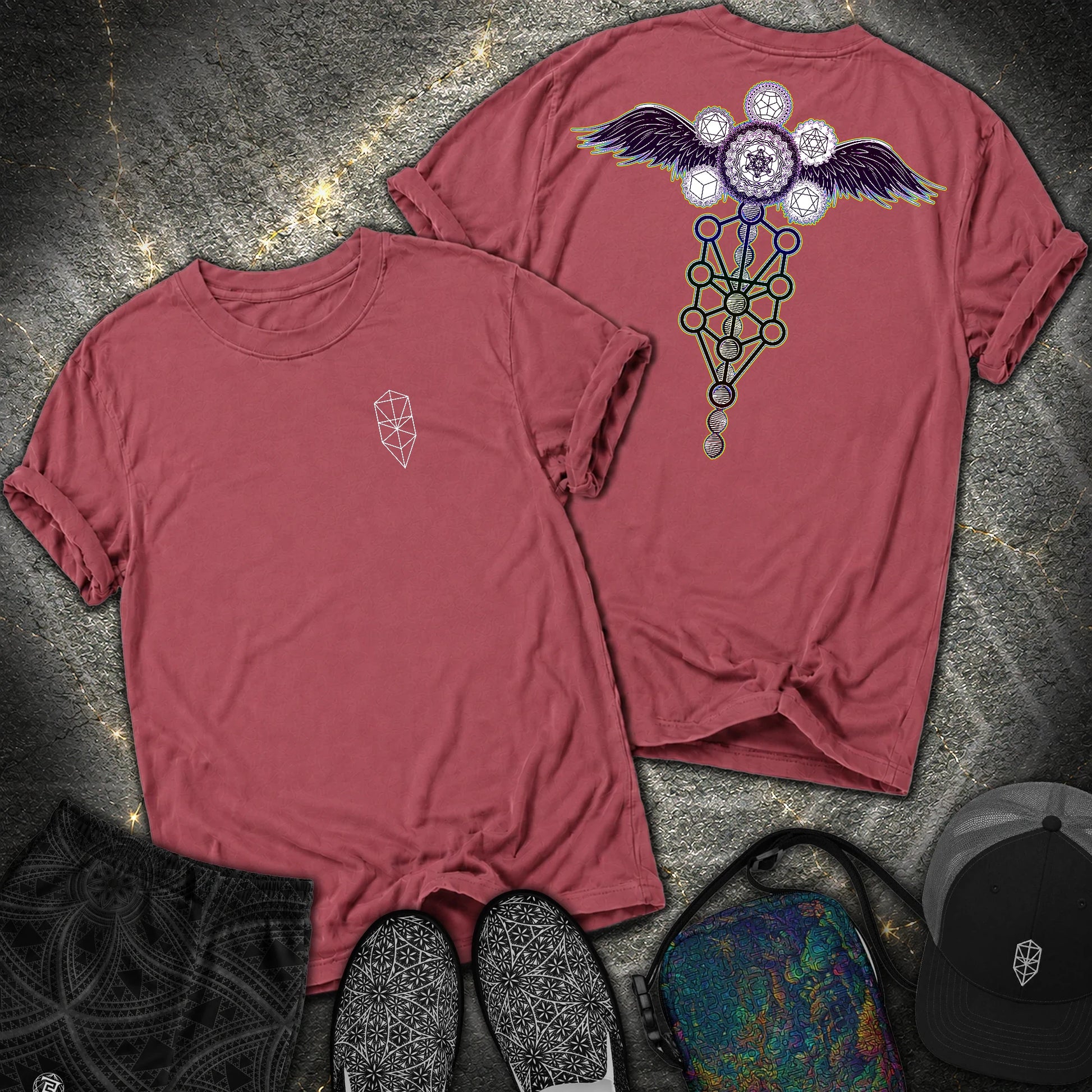 Winged Metatron Ascension 2 Sided Comfort T-Shirt - Winged Metatron Ascension 2 Sided Comfort T-Shirt - Brick