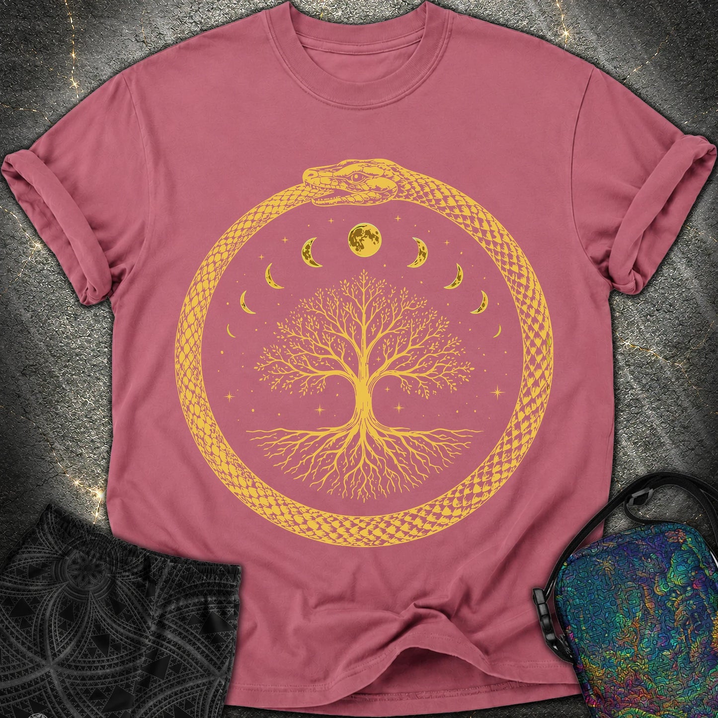 Ouroboros Moon Tree Unisex Comfort T-Shirt - Ouroboros Moon Tree Unisex Comfort T-Shirt - Brick