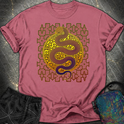 Shipibo Cosmic Snake Comfort T-Shirt - Shipibo Cosmic Snake Comfort T-Shirt - Brick