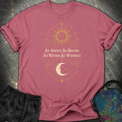As Above So Below Sun Moon Colored - As Above So Below Sun Moon Colored Comfort T-Shirt - Brick