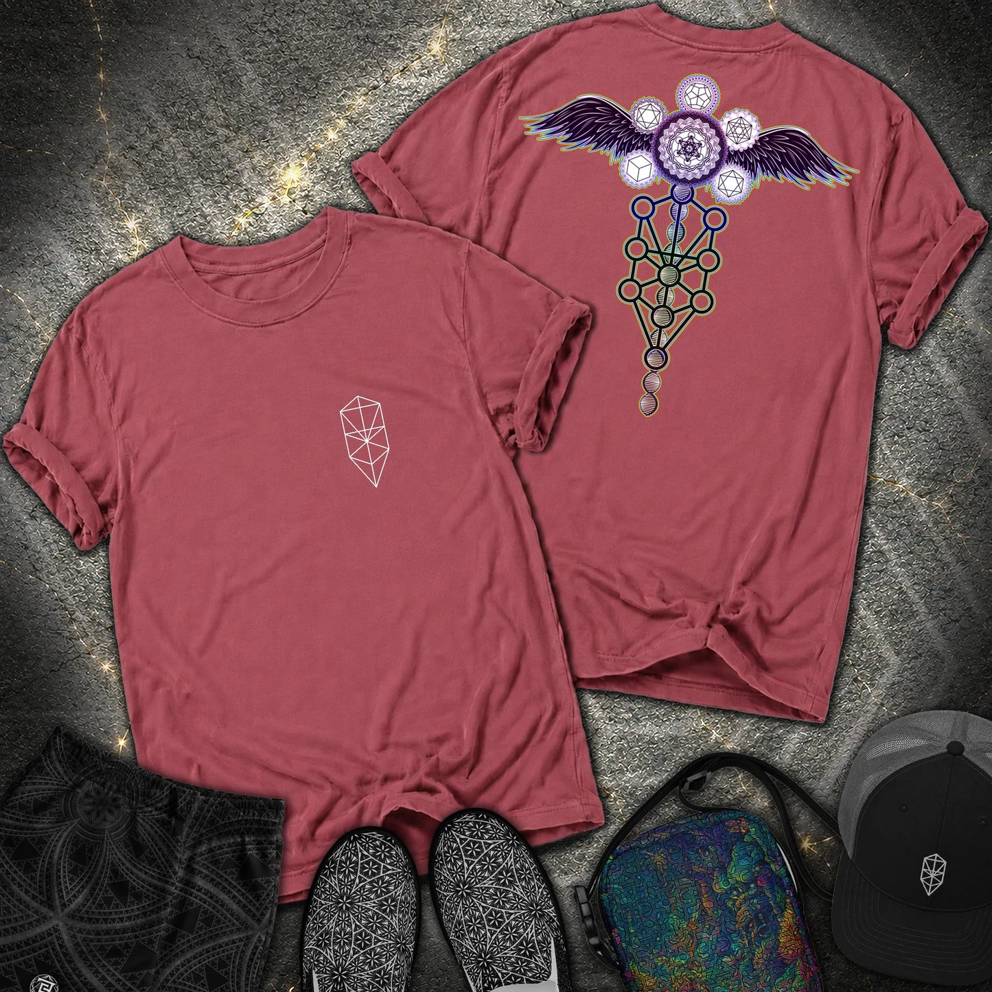 Winged Metatron Ascension 2 Sided T-Shirt - Winged Metatron Ascension 2 Sided Comfort T-Shirt - Brick