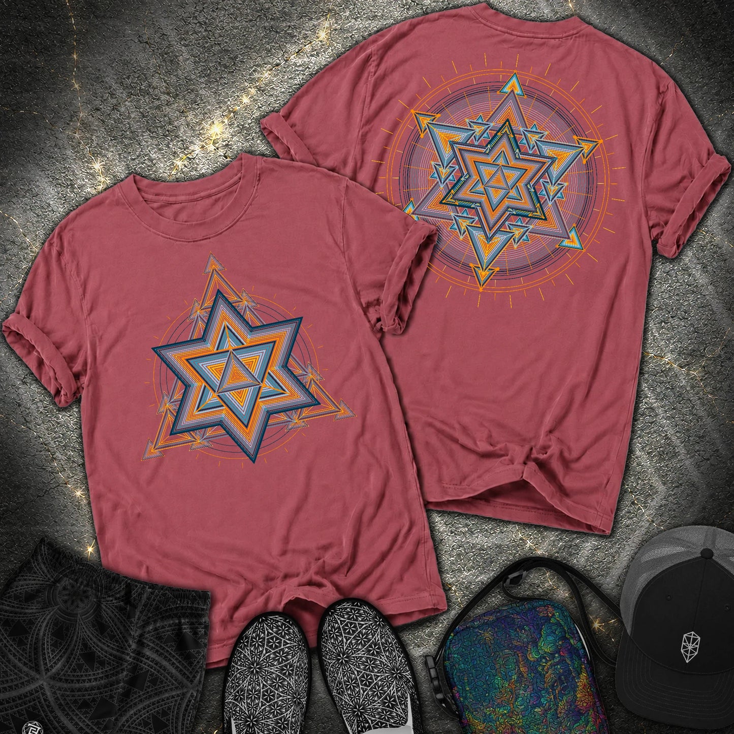 Merkaba Light Matrix 2 Sided Comfort T-Shirt - Merkaba Light Matrix 2 Sided Comfort T-Shirt - Brick