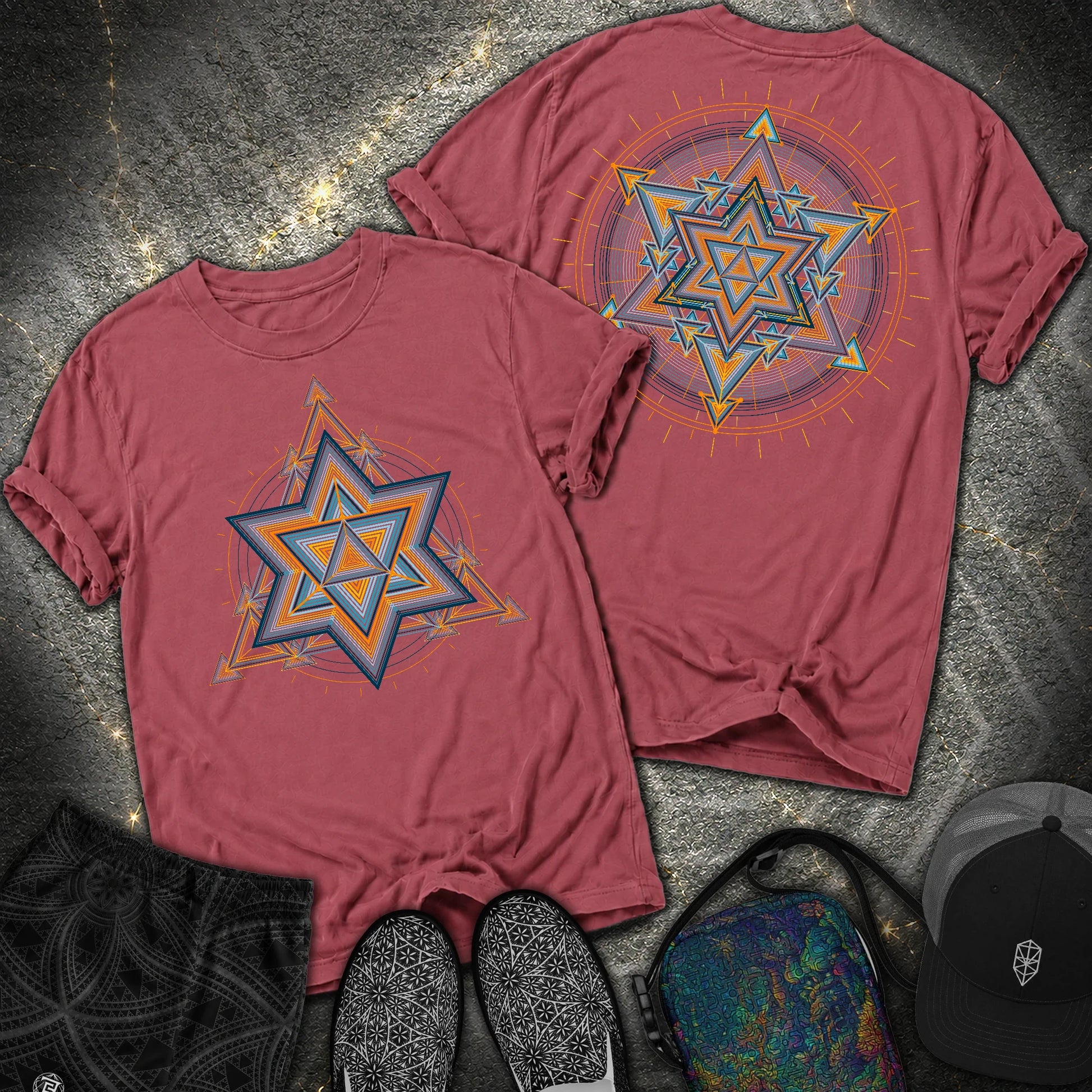 Merkaba Light Matrix 2 Sided Comfort T-Shirt - Merkaba Light Matrix 2 Sided Comfort T-Shirt - Brick