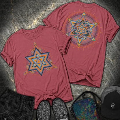 Merkaba Light Matrix 2 Sided Comfort T-Shirt - Merkaba Light Matrix 2 Sided Comfort T-Shirt - Brick