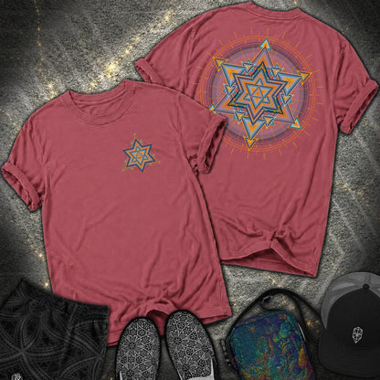 Merkaba Light Matrix Small Front 2 Sided Comfort T-Shirt - Merkaba Light Matrix Small Front 2 Sided Comfort T-Shirt - Brick