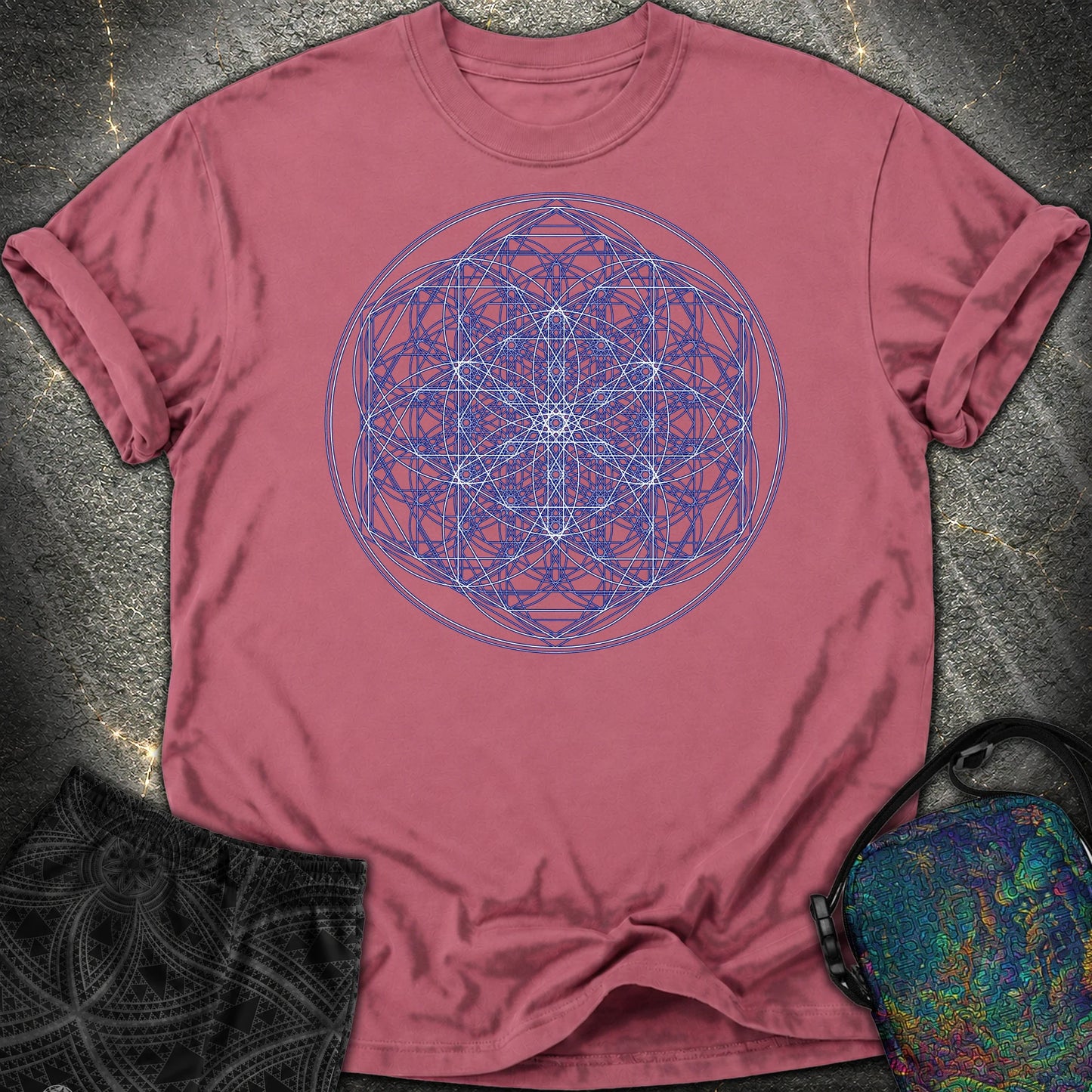 Sacred Flower Grids Comfort T-Shirt - Sacred Flower Grids Comfort T-Shirt - Brick