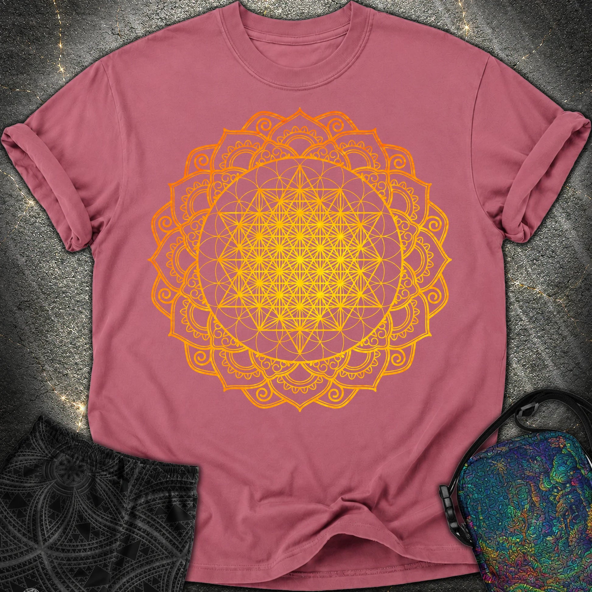 Tetrahedron Mandala T-Shirt - Tetrahedron Mandala Comfort T-Shirt - Brick