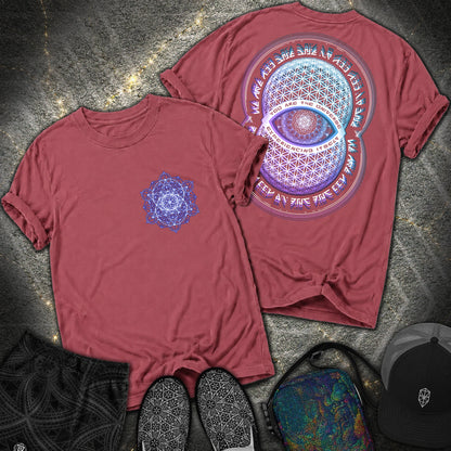 Alan Watts Universe 2 Sided T-Shirt - Alan Watts Universe 2 Sided Comfort T-Shirt - Brick