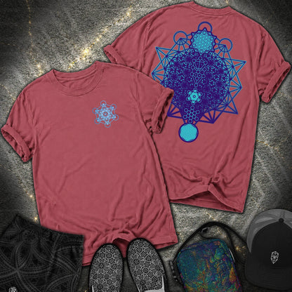 All The Sacred Geometry Comfort 2 Sided T-Shirt - All The Sacred Geometry Comfort 2 Sided T-Shirt - Brick