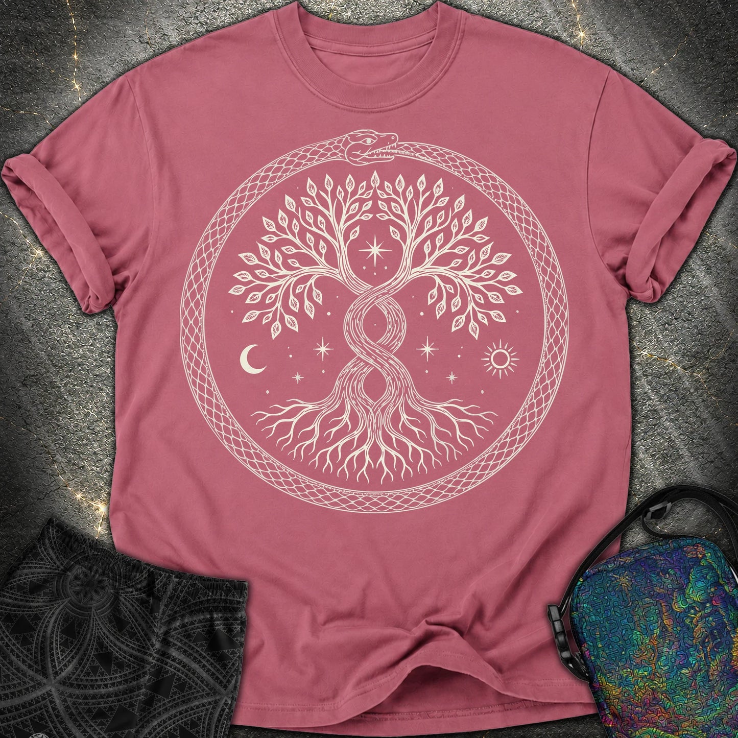 888 Ouroboros Tree Comfort T-Shirt - 888 Ouroboros Tree Comfort T-Shirt - Brick