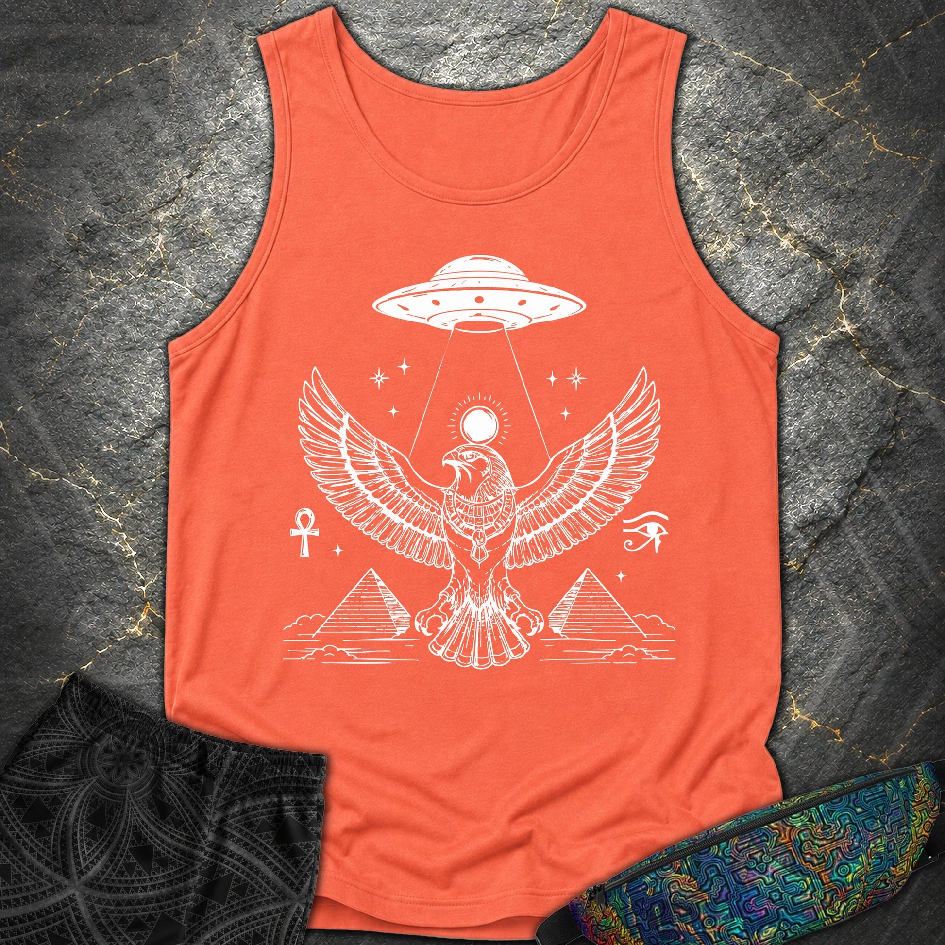Solar Falcon Beneath the Starship - Solar Falcon Beneath the Starship Comfort Tank Top - Bright Salmon